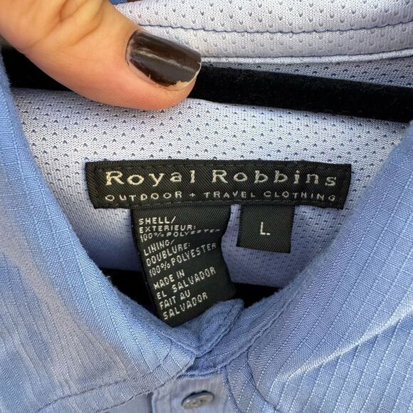 Royal Robbins Blue Long Sleeve Button Down WickedMesh UPF Protection Shirt Large - Picture 4 of 5